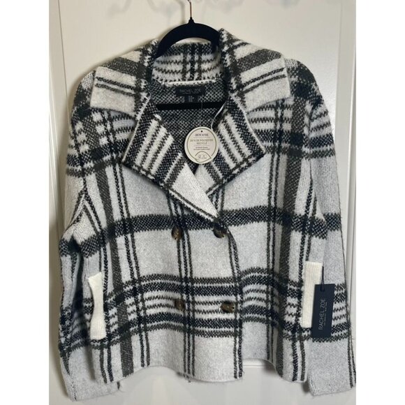 Rachel Zoe Jackets & Blazers - NWT - Rachel Zoe Womens Black & White Double-Breasted Plaid Jacket - Med  *Cozy*